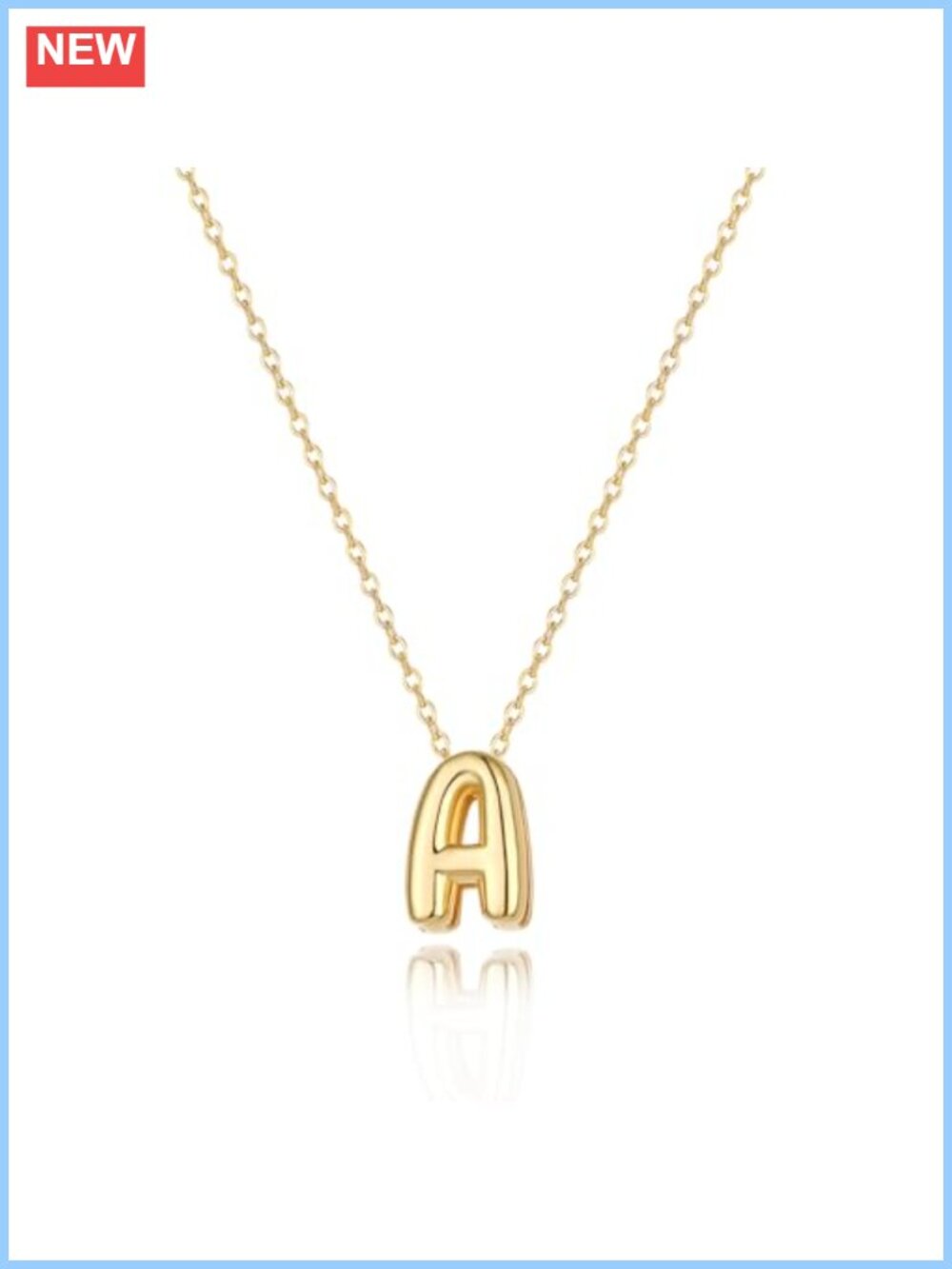 Gold Plated Initial Necklace - 16.5 Inch Dainty Letter Charm